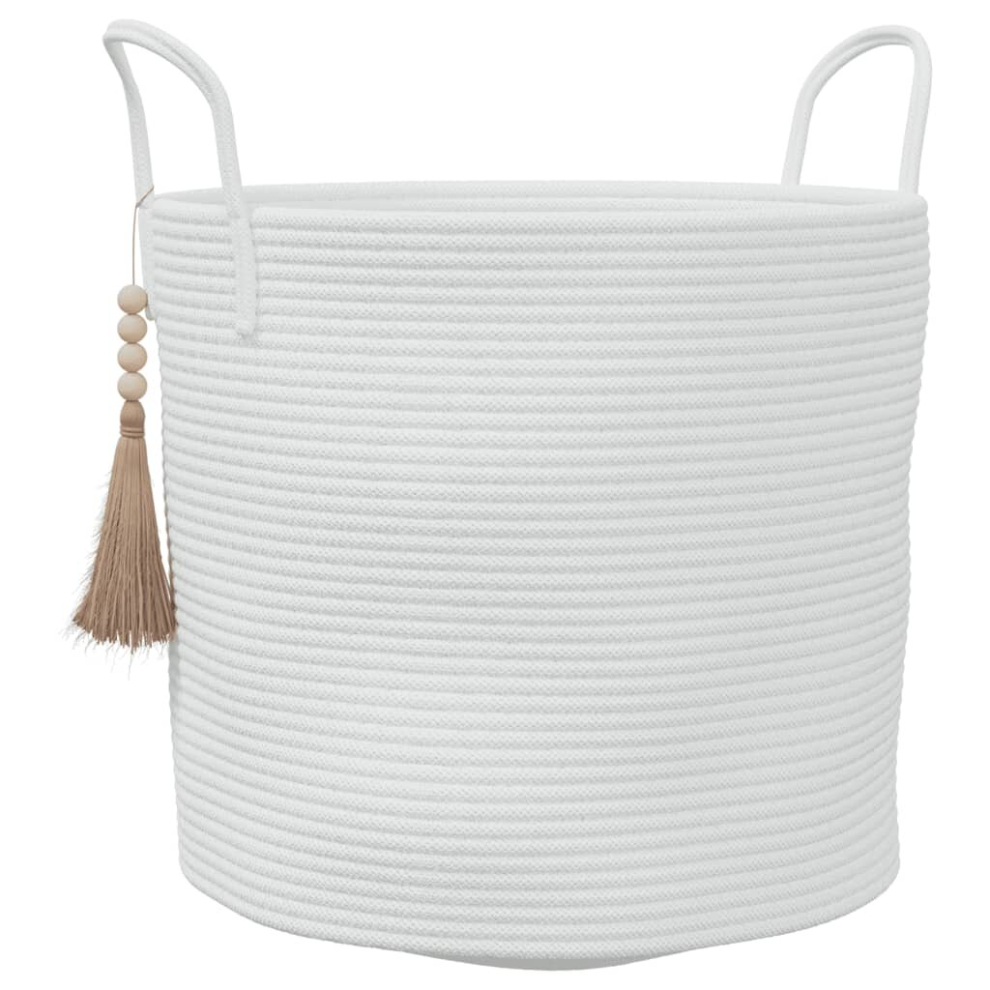 Vidaxl (White) Storage Basket Laundry Basket Washing Basket Laundry Hamper Cotton White