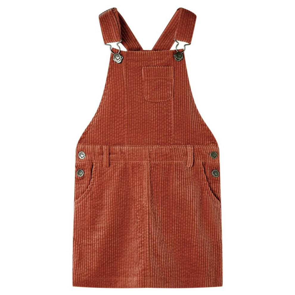 (cognac, 104) Kids' Overall Dress Girl Suspender Skirt Children's School Dress Corduroy