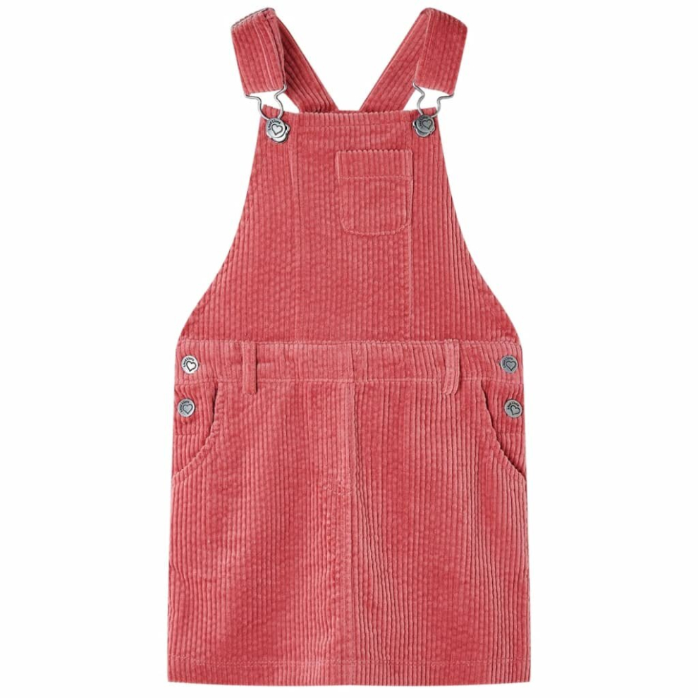 Vidaxl (Pink, 116) Kids' Overall Dress Girl Suspender Skirt Children's School Dress Corduroy