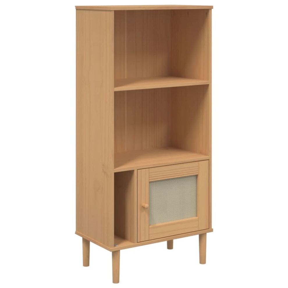 Vidaxl (Brown) Bookcase Bookshelf Storage Cabinet Senja Rattan Look Solid Wood Pine