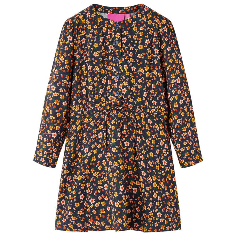 Vidaxl (140) Kids' Dress With Long Sleeves Toddler Casual Children Girl's Dresses Navy