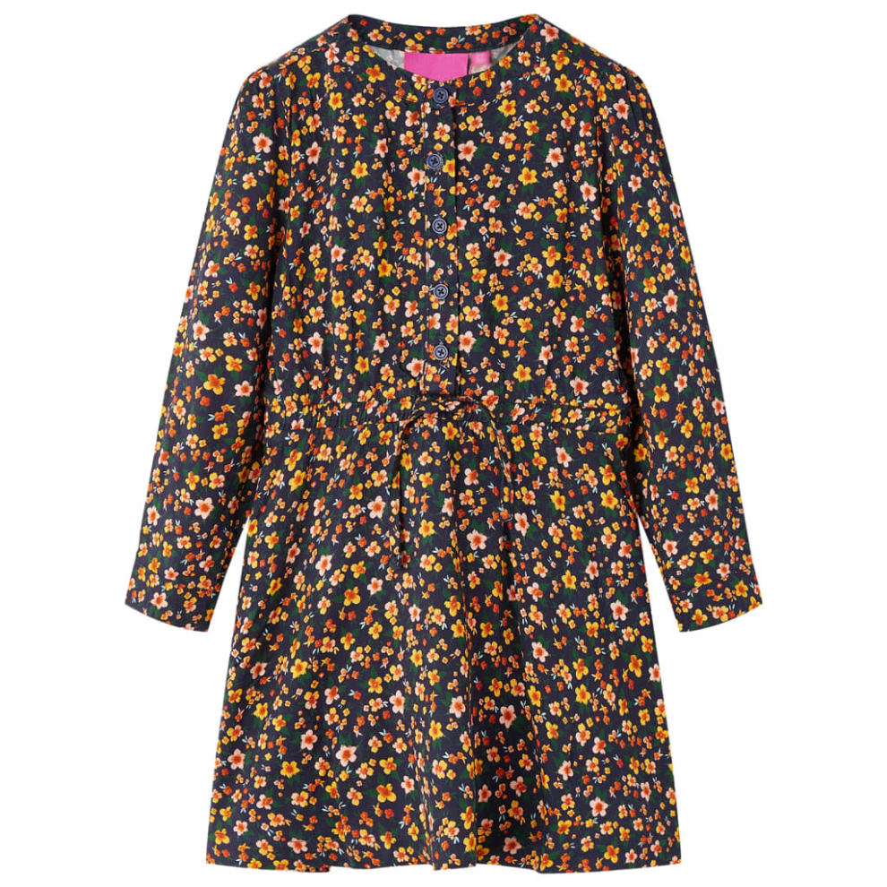 Vidaxl (116) Kids' Dress With Long Sleeves Toddler Casual Children Girl's Dresses Navy
