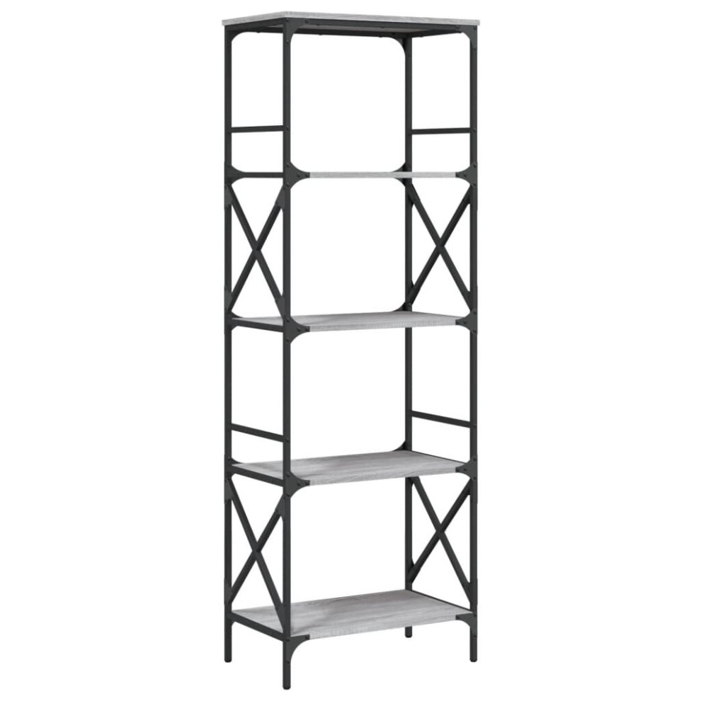 (grey sonoma, 59 x 35 x 171 cm) vidaXL Bookcase Bookshelf Storage Cabinet Rack 5-Tier Shelf Engineered Wood