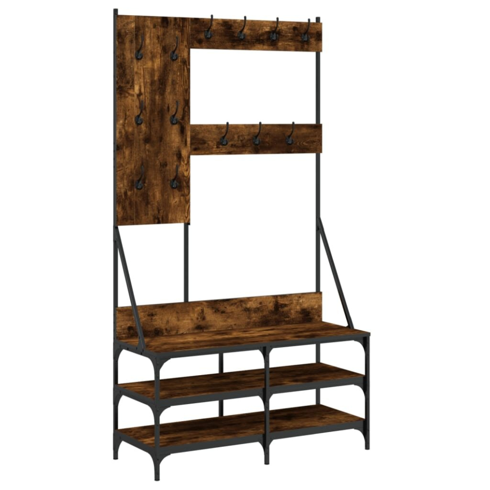 (smoked oak) vidaXL Clothes Rack with Shoe Storage Garment Rack Clothes Shelf Clothes Rail