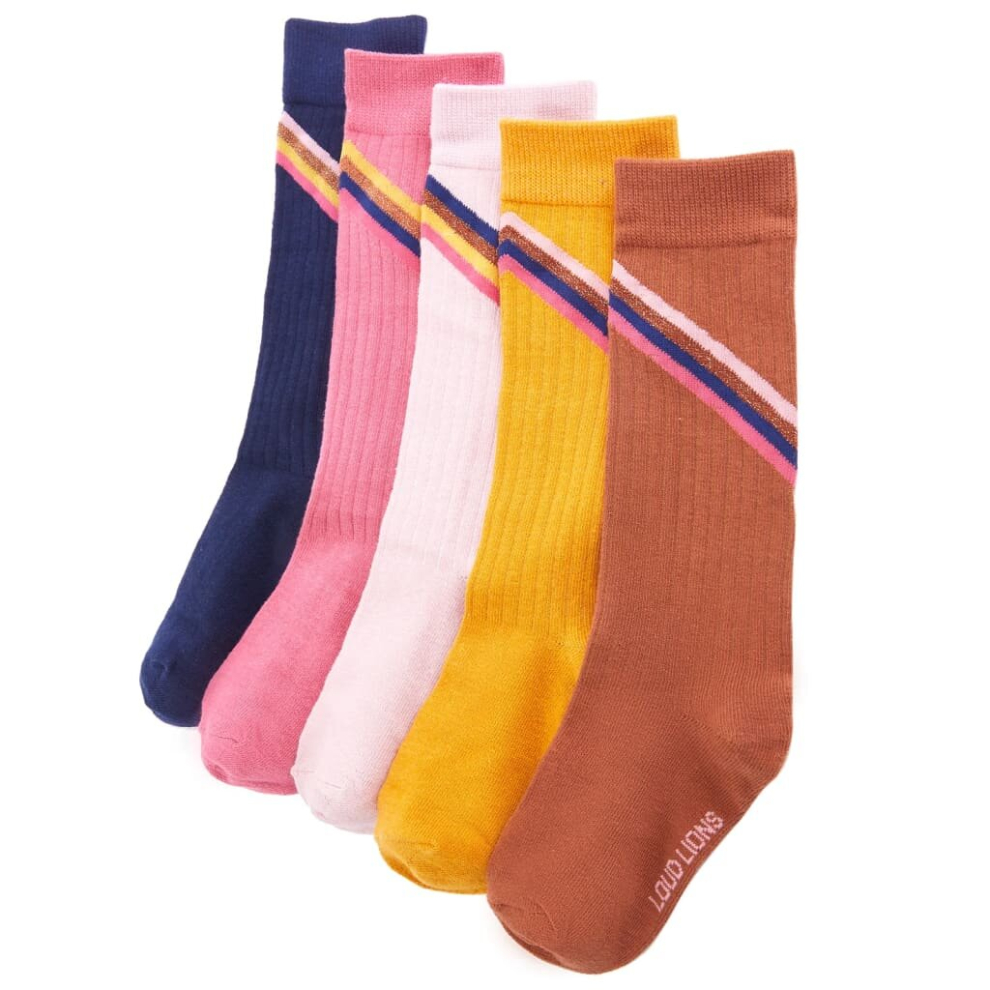 (23-26) Kids' Socks Children Cotton Socks Toddler School Socks 5 Pairs Striped Print