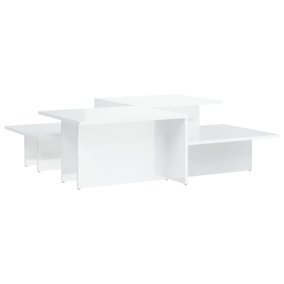 Vidaxl (High Gloss White) Coffee Tables Living Room Side End Couch Table Engineered Wood 2 Pcs