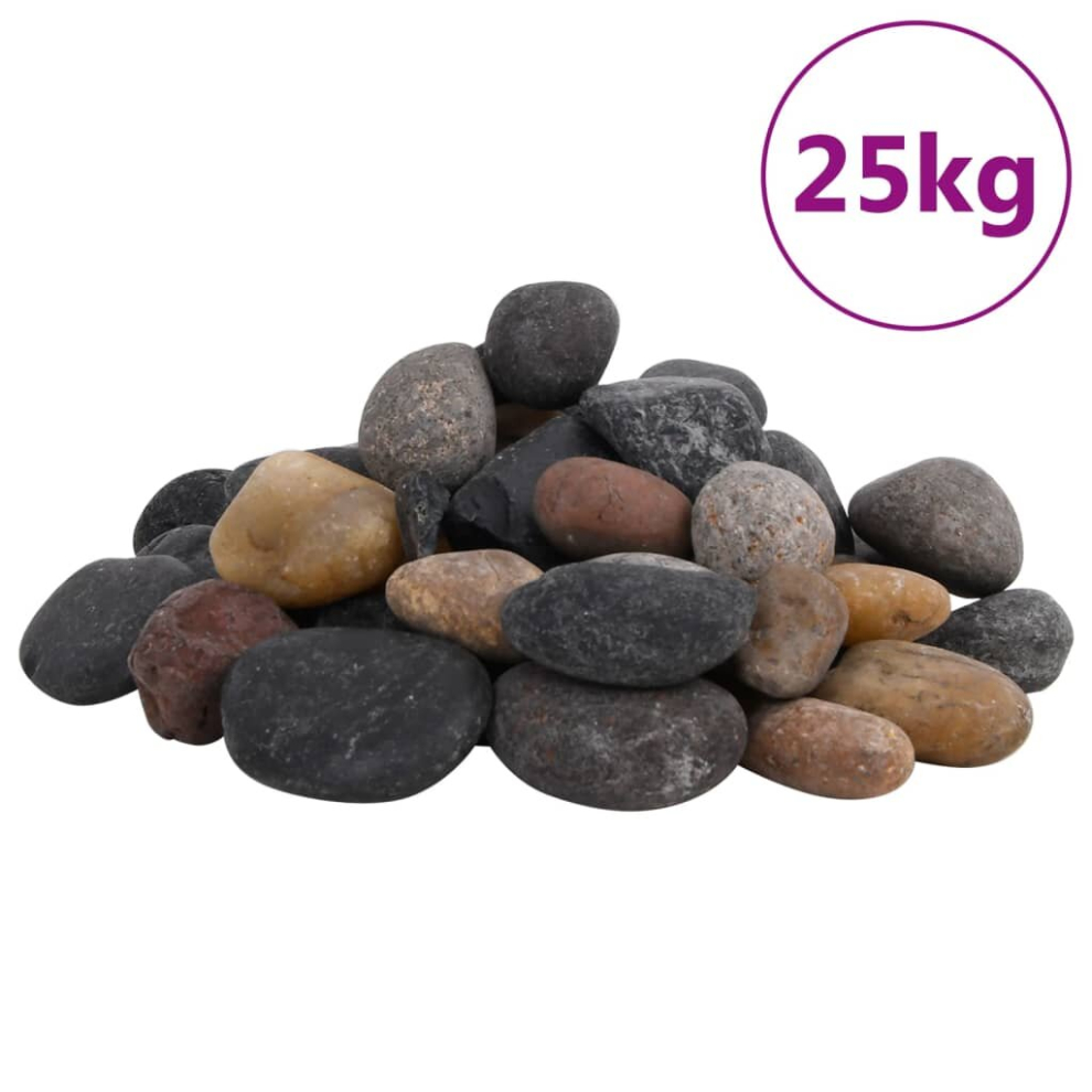 Vidaxl (25 Kg, 5-8 Cm) Polished Pebbles Vase Decorative Stones River Rocks 25 Kg Mixed Colour