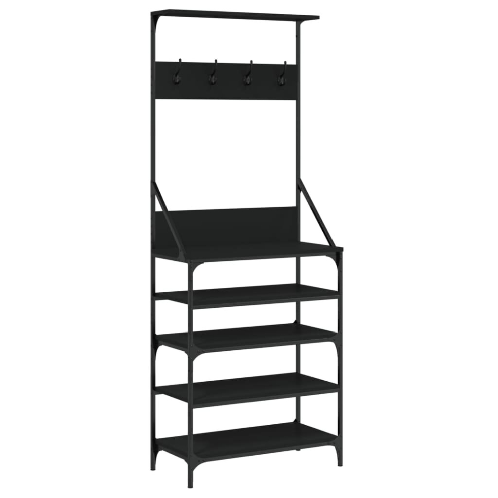 Vidaxl (Black, 70 X 34 X 184 Cm) Clothes Rack With Shoe Storage Garment Rack Clothes Rail Smoked Oak