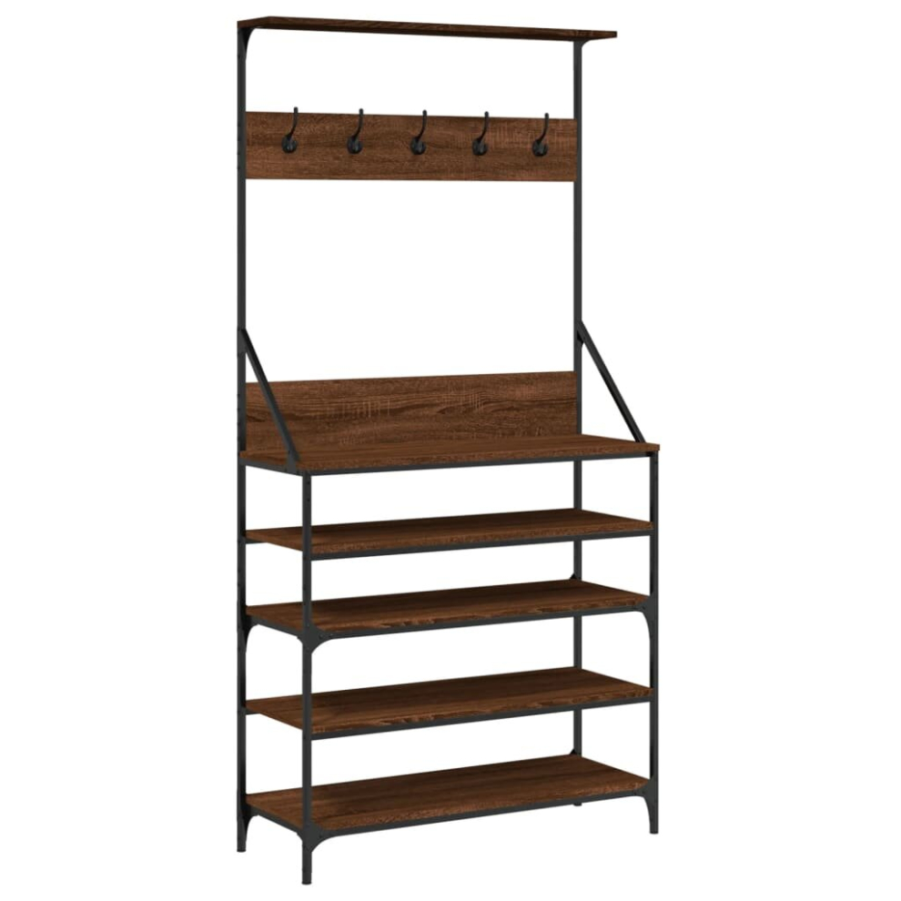 Vidaxl (Brown Oak, 90 X 34 X 184 Cm) Clothes Rack With Shoe Storage Garment Rack Clothes Rail Smoked Oak