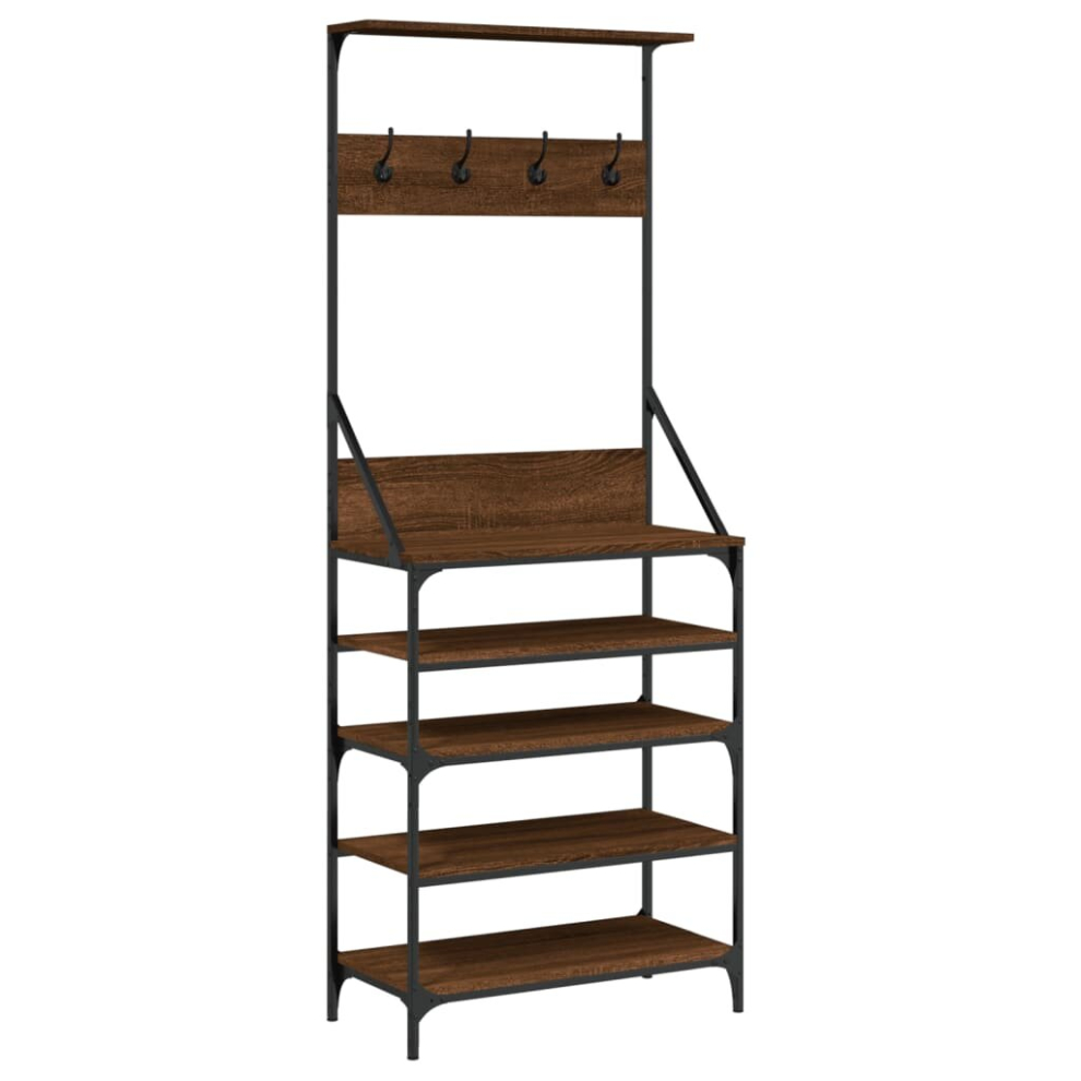 Vidaxl (Brown Oak, 70 X 34 X 184 Cm) Clothes Rack With Shoe Storage Garment Rack Clothes Rail Smoked Oak