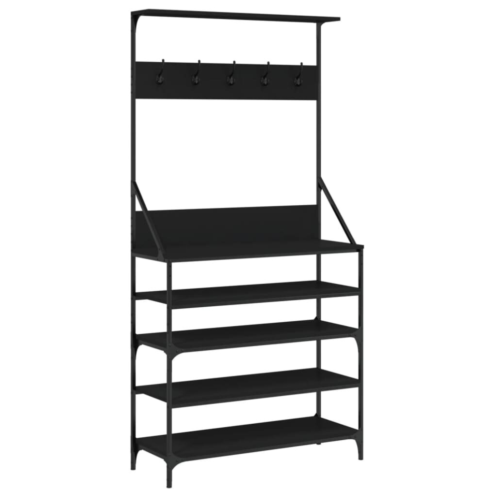 Vidaxl (Black, 90 X 34 X 184 Cm) Clothes Rack With Shoe Storage Garment Rack Clothes Rail Smoked Oak