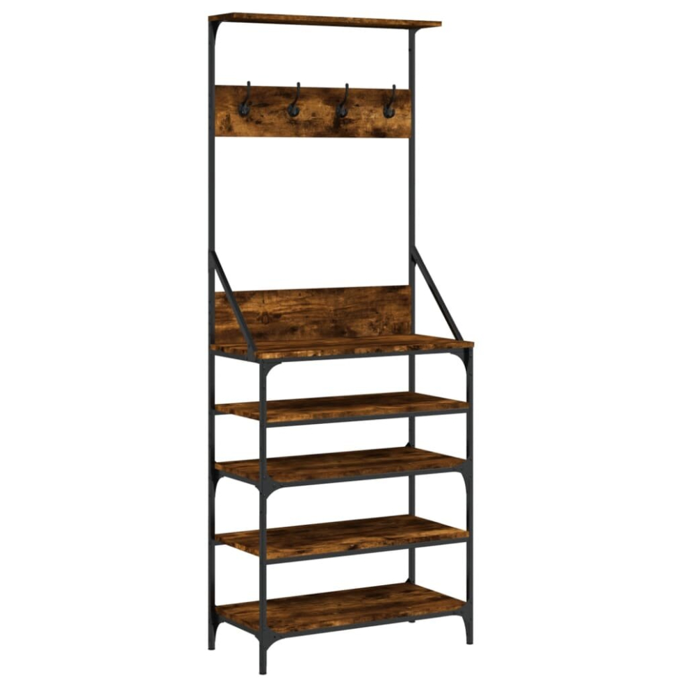 Vidaxl (Smoked Oak, 70 X 34 X 184 Cm) Clothes Rack With Shoe Storage Garment Rack Clothes Rail Smoked Oak