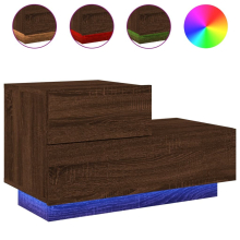 (brown oak) vidaXL Bedside Cabinet with LED Lights Nightstand Bed Cabinet Bedside Table