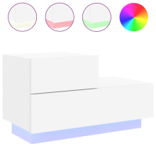 (white) vidaXL Bedside Cabinet with LED Lights Nightstand Bed Cabinet Bedside Table