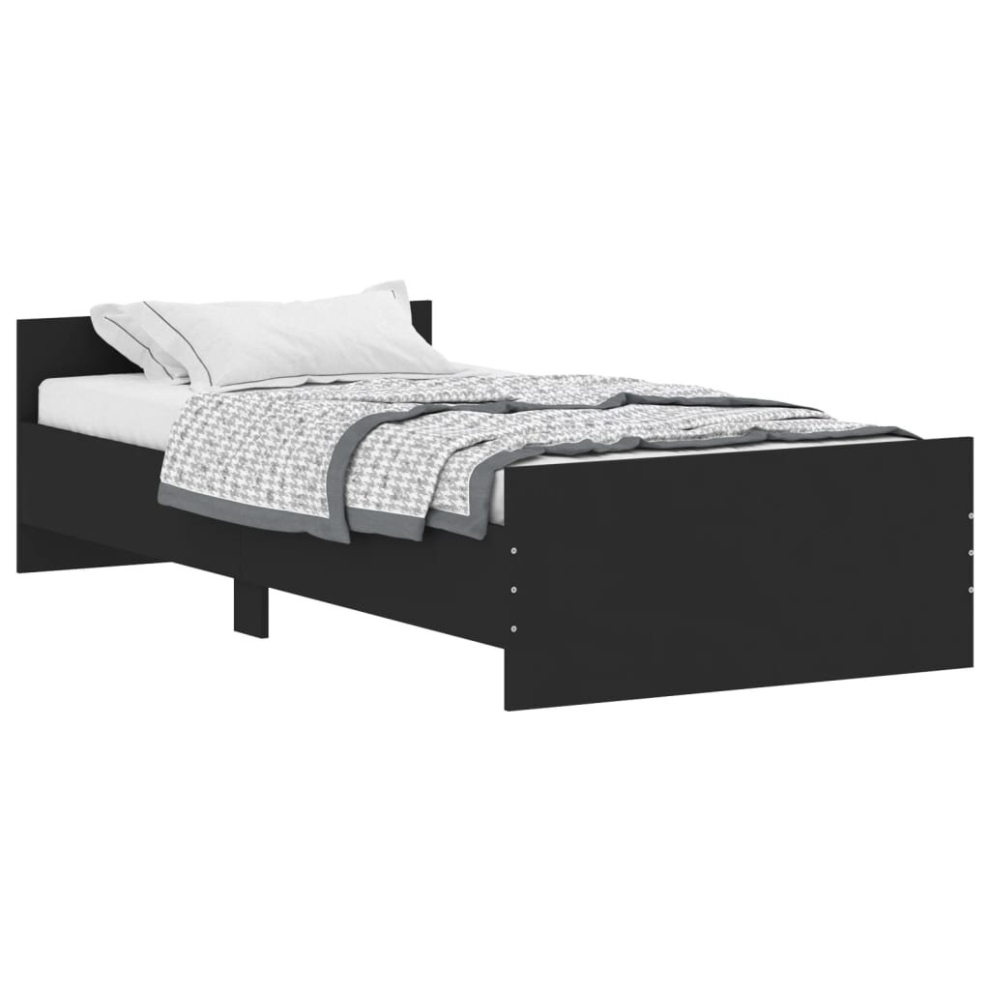 (black, 100 x 200 cm) vidaXL Bed Frame with Headboard and Footboard Mattress Foundation Bed Base