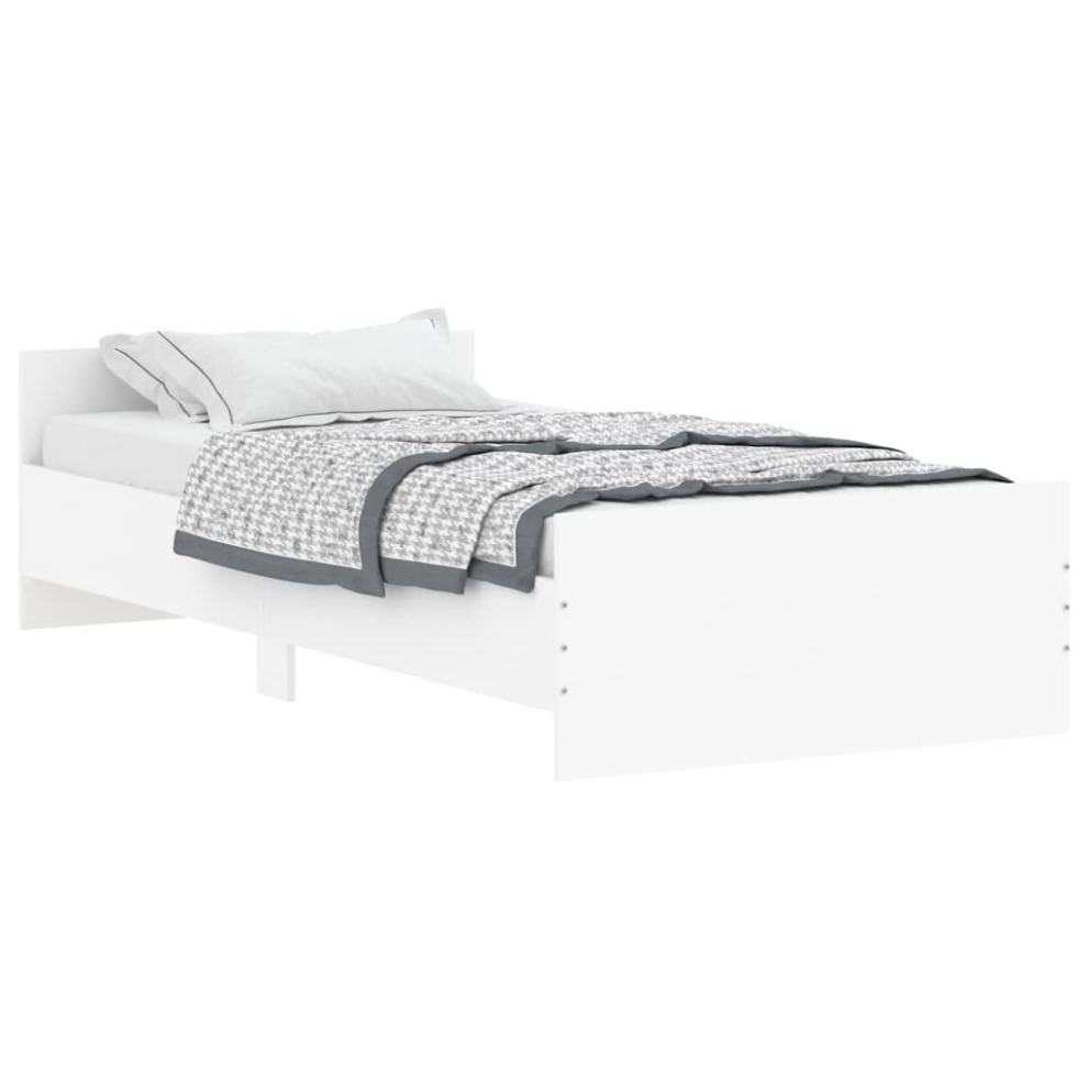 Vidaxl (White, 100 X 200 Cm) Bed Frame With Headboard And Footboard Mattress Foundation Bed Base