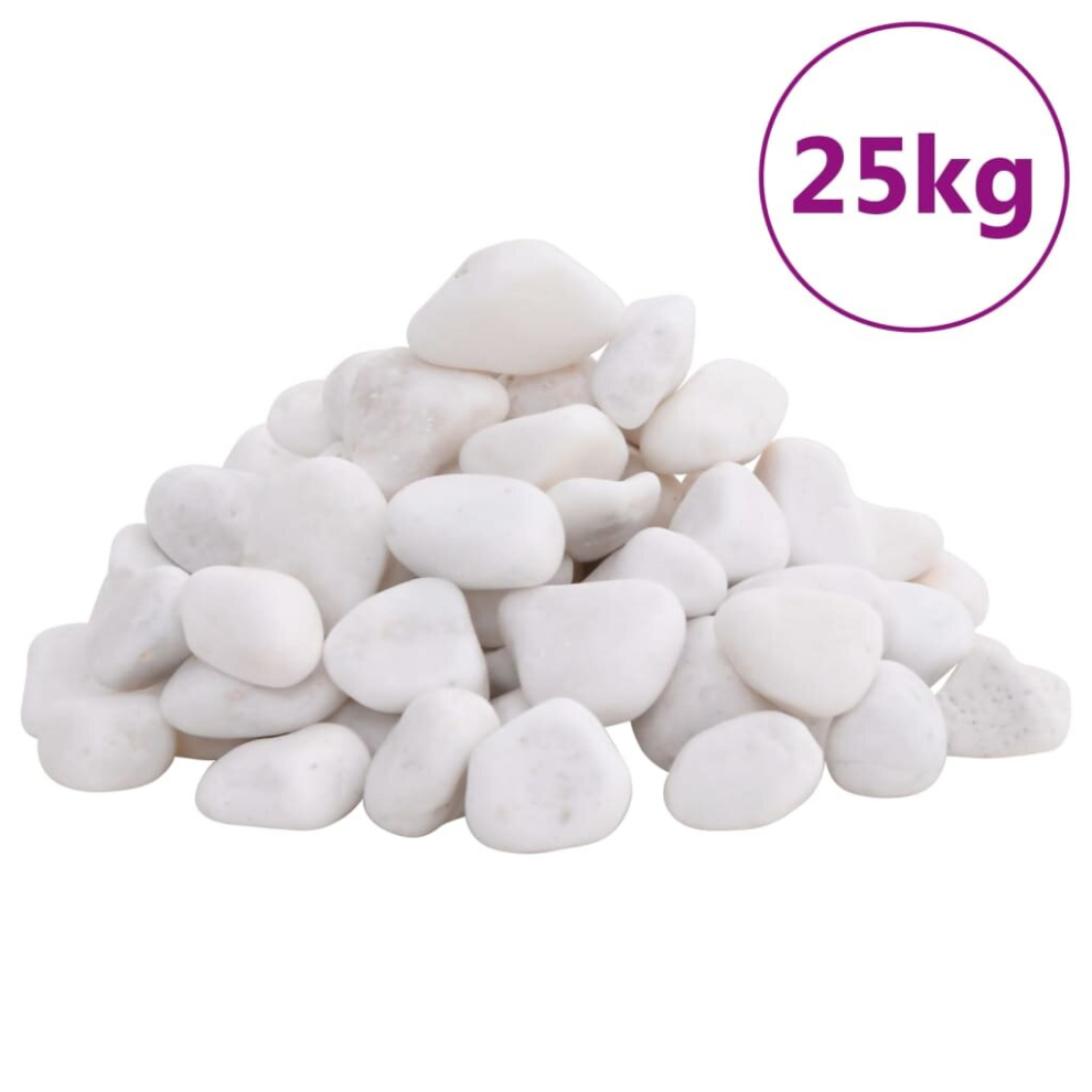 Vidaxl (, 25 Kg) Polished Pebbles Landscaping Garden Decorative Stones River Rocks 25 Kg White