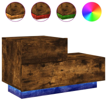 (smoked oak) vidaXL Bedside Cabinet with LED Lights Nightstand Bed Cabinet Bedside Table