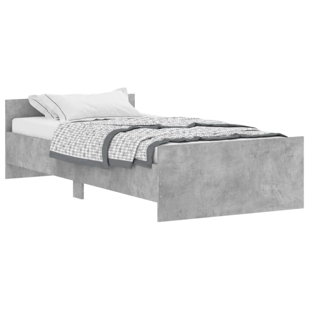 Vidaxl (Concrete Grey, 100 X 200 Cm) Bed Frame With Headboard And Footboard Mattress Foundation Bed Base