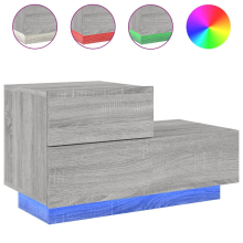 (grey sonoma) vidaXL Bedside Cabinet with LED Lights Nightstand Bed Cabinet Bedside Table