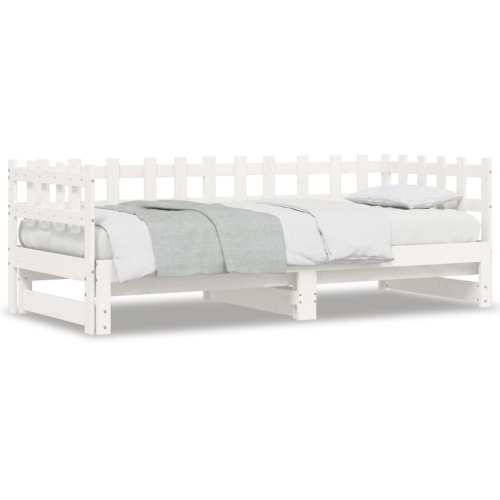 VidaXL (white, 90 x 190 cm) vidaXL Pull-out Day Bed Sofa Bed Guest Bed Frame Daybed Couch Solid Wood Pine 2