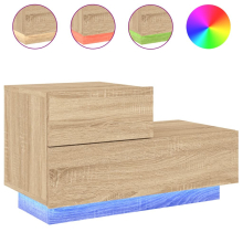 (sonoma oak) vidaXL Bedside Cabinet with LED Lights Nightstand Bed Cabinet Bedside Table