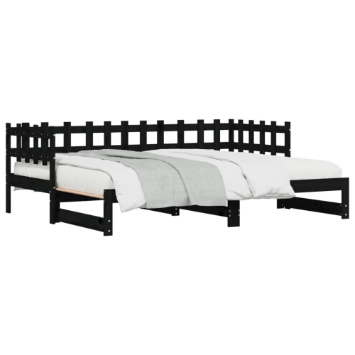 VidaXL (black, 90 x 200 cm) vidaXL Pull-out Day Bed Sofa Bed Guest Bed Frame Daybed Couch Solid Wood Pine