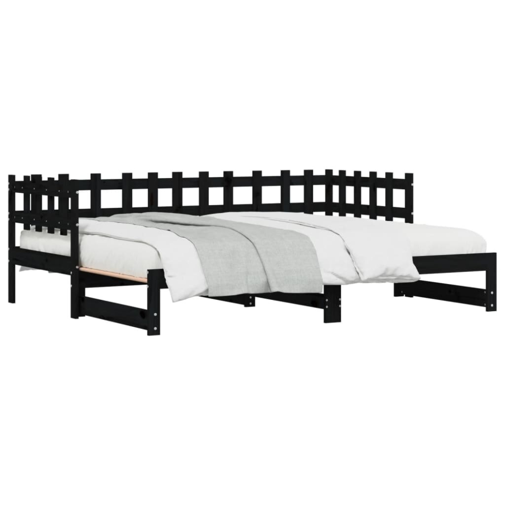 (black, 90 x 200 cm) vidaXL Pull-out Day Bed Sofa Bed Guest Bed Frame Daybed Couch Solid Wood Pine