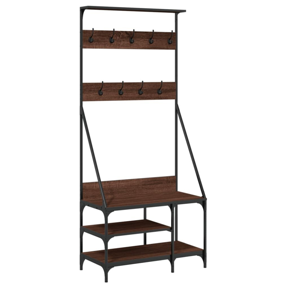 Vidaxl (Brown Oak) Clothes Rack With Shoe Storage Garment Rack Clothes Shelf Clothes Rail