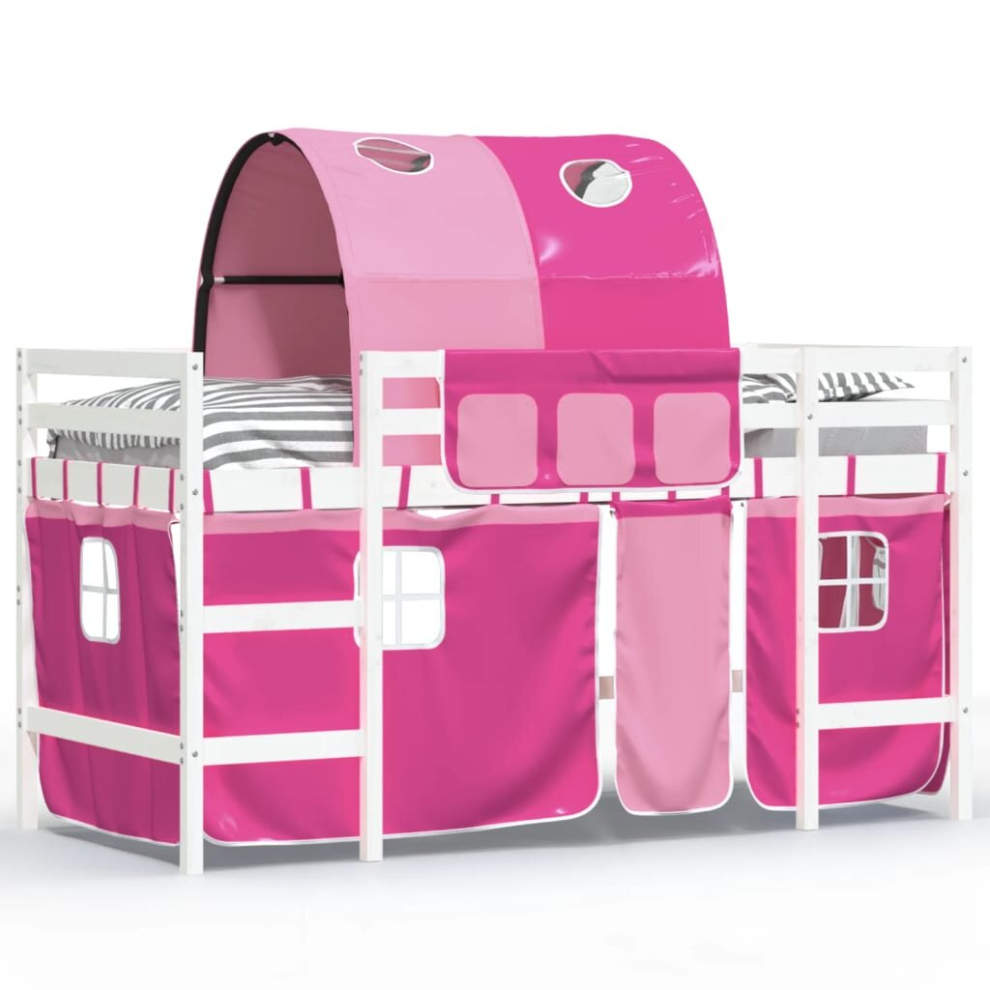 (white and pink, 80 x 200 cm) vidaXL Kids' Loft Bed with Tunnel Children Bed Frame Bunk Bed Solid Wood Pine