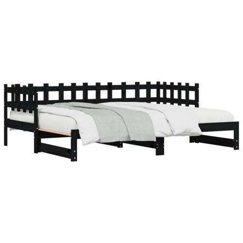 VidaXL (black, 90 x 190 cm) vidaXL Pull-out Day Bed Sofa Bed Guest Bed Frame Daybed Couch Solid Wood Pine 1