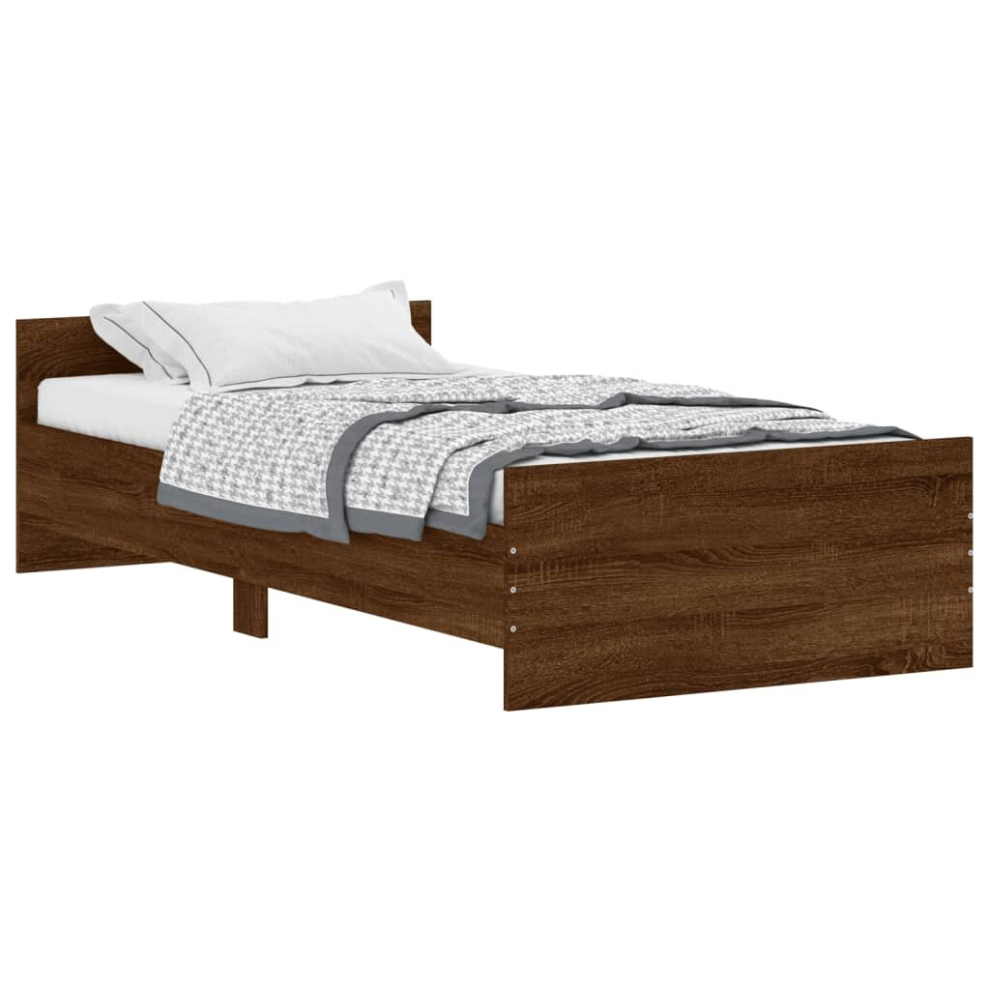 Vidaxl Brown ( Oak, 100 X 200 Cm) Bed Frame With Headboard And Footboard Mattress Foundation Bed Base
