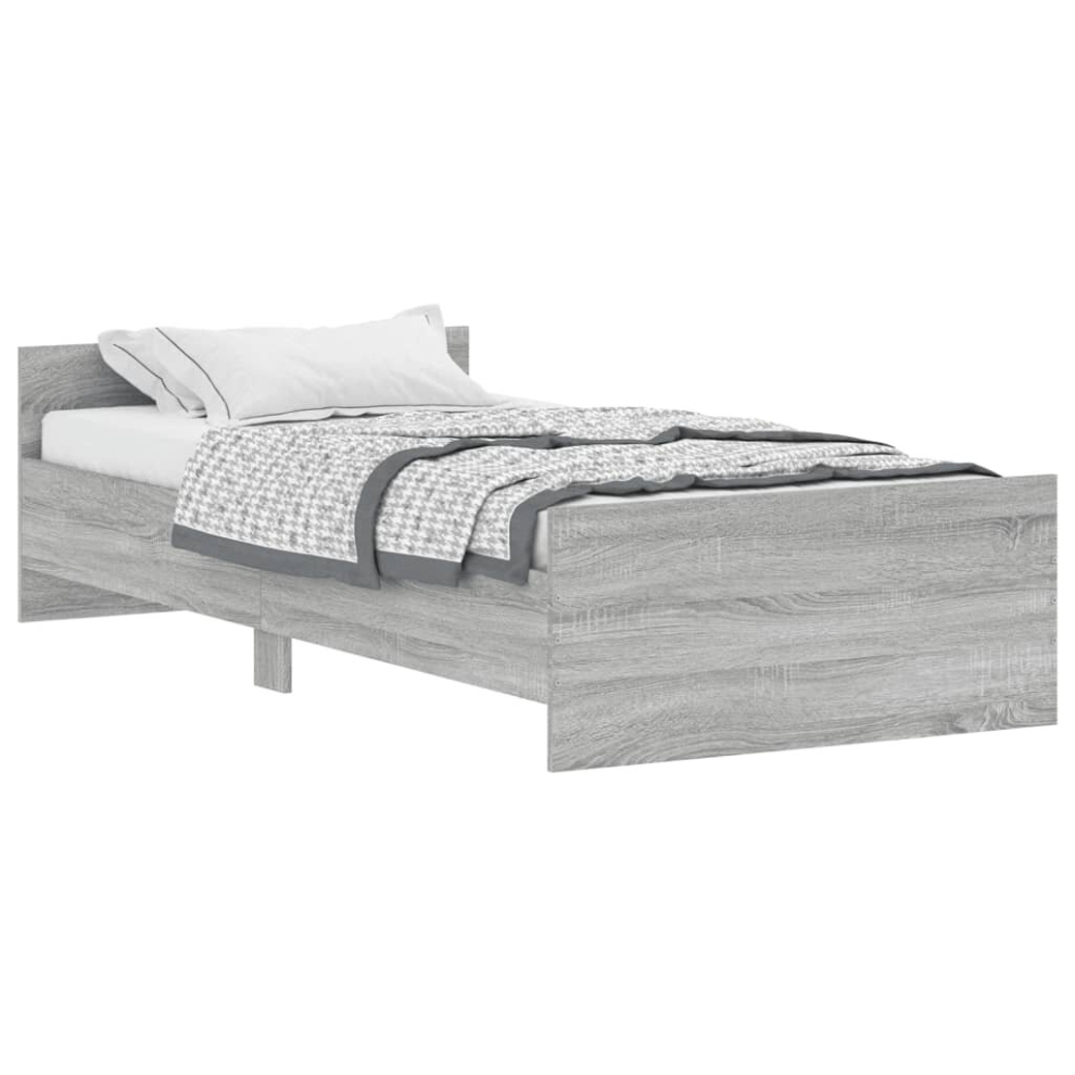 Vidaxl (Grey Sonoma, 100 X 200 Cm) Bed Frame With Headboard And Footboard Mattress Foundation Bed Base