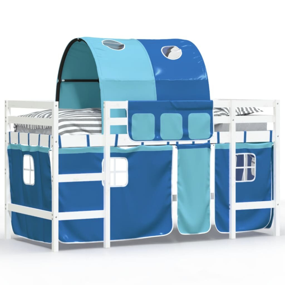 (white and blue, 80 x 200 cm) vidaXL Kids' Loft Bed with Tunnel Children Bed Frame Bunk Bed Solid Wood Pine