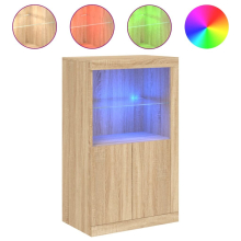(sonoma oak) vidaXL Side Cabinet with LED Lights Storage Sideboard Cupboard Engineered Wood