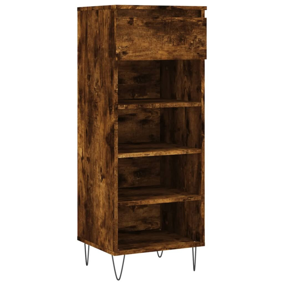 vidaXL Shoe Cabinet Shoe Cupboard Shoe Storage Rack Smoked Oak Engineered Wood