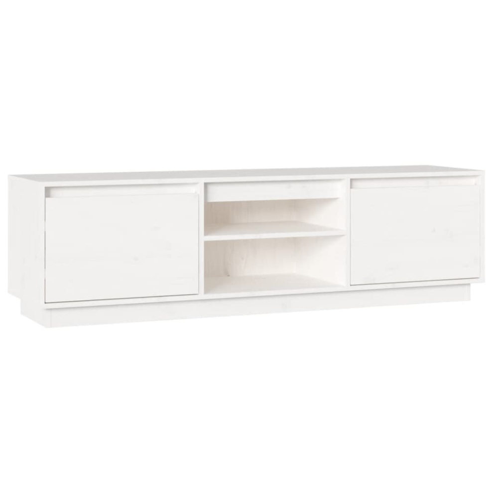 Vidaxl (White) Tv Cabinet Tv Unit Entertainment Centre Media Tv Stand Solid Wood Pine