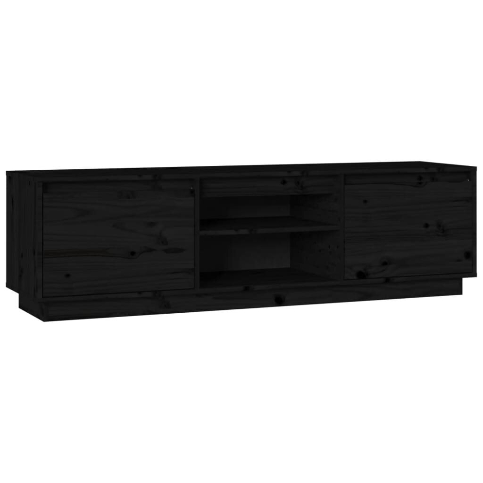 (black) vidaXL TV Cabinet TV Unit Entertainment Centre Media TV Stand Solid Wood Pine