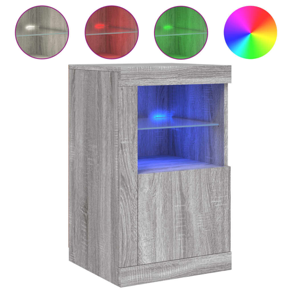Vidaxl (Grey Sonoma, 1 Pcs) Side Cabinet With Led Lights Storage Sideboard Cupboard Engineered Wood