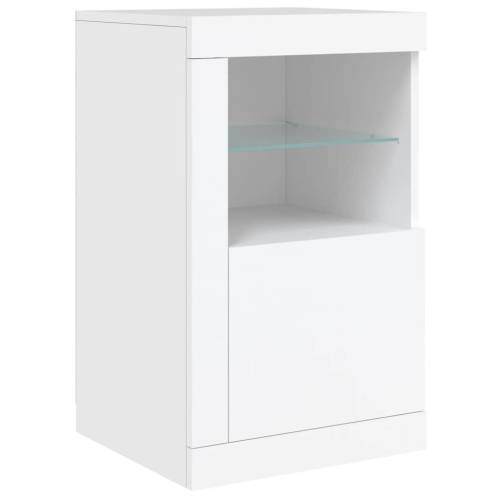 VidaXL (white, 1 pcs) vidaXL Side Cabinet with LED Lights Storage Sideboard Cupboard Engineered Wood 2