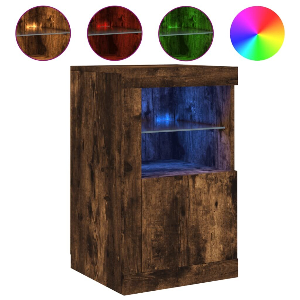 Vidaxl (Smoked Oak, 1 Pcs) Side Cabinet With Led Lights Storage Sideboard Cupboard Engineered Wood