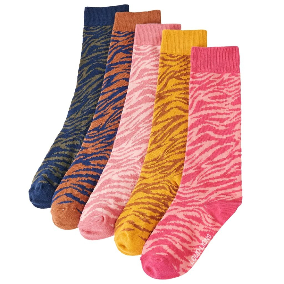 (23-26) Kids' Socks Children Cotton Socks Toddler School Socks 5 Pairs Zebra Print