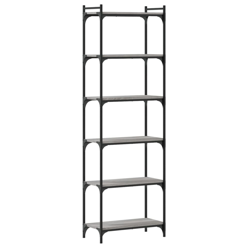 (grey sonoma, 60 x 30 x 188 cm) vidaXL Bookcase Bookshelf Storage Cabinet Rack 6-Tier Shelf Engineered Wood