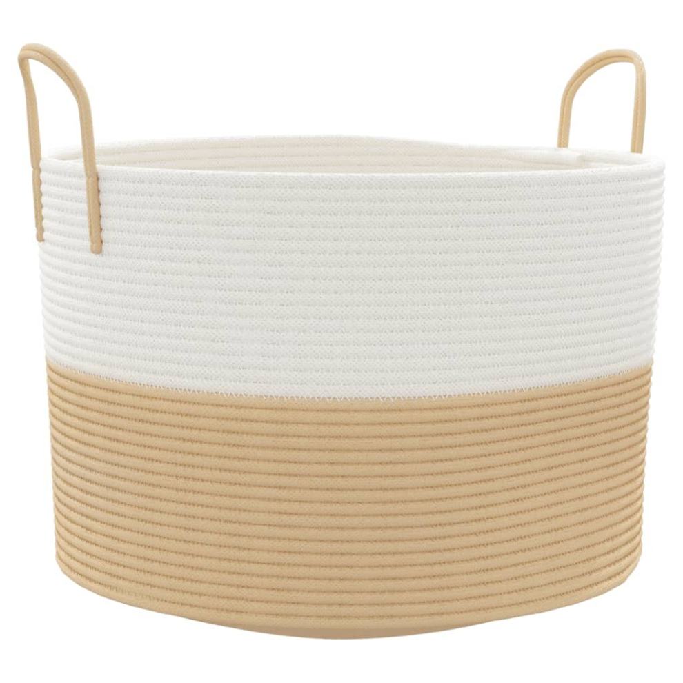 Vidaxl (Beige, 51 X 33 Cm) Storage Basket Laundry Basket Washing Basket Laundry Hamper Cotton