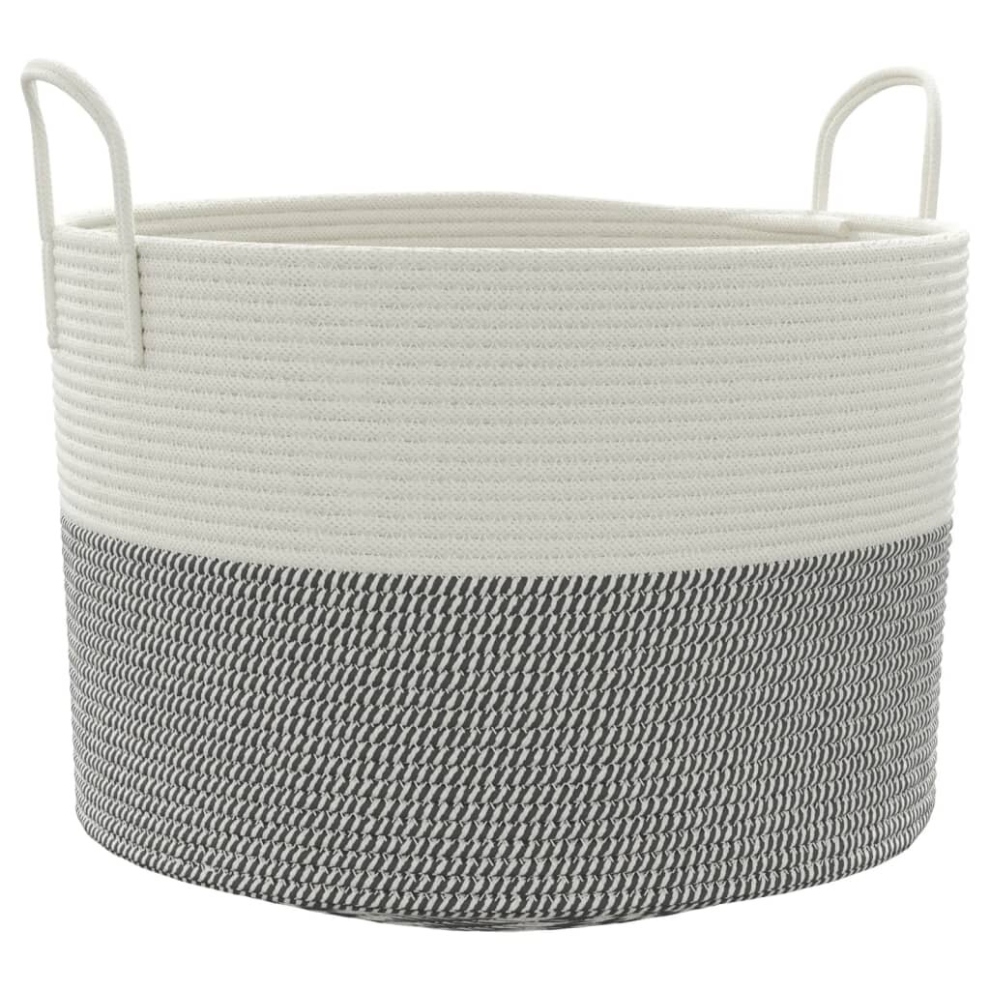 (grey and white, 51 x 33 cm) vidaXL Storage Basket Laundry Basket Washing Basket Laundry Hamper Cotton