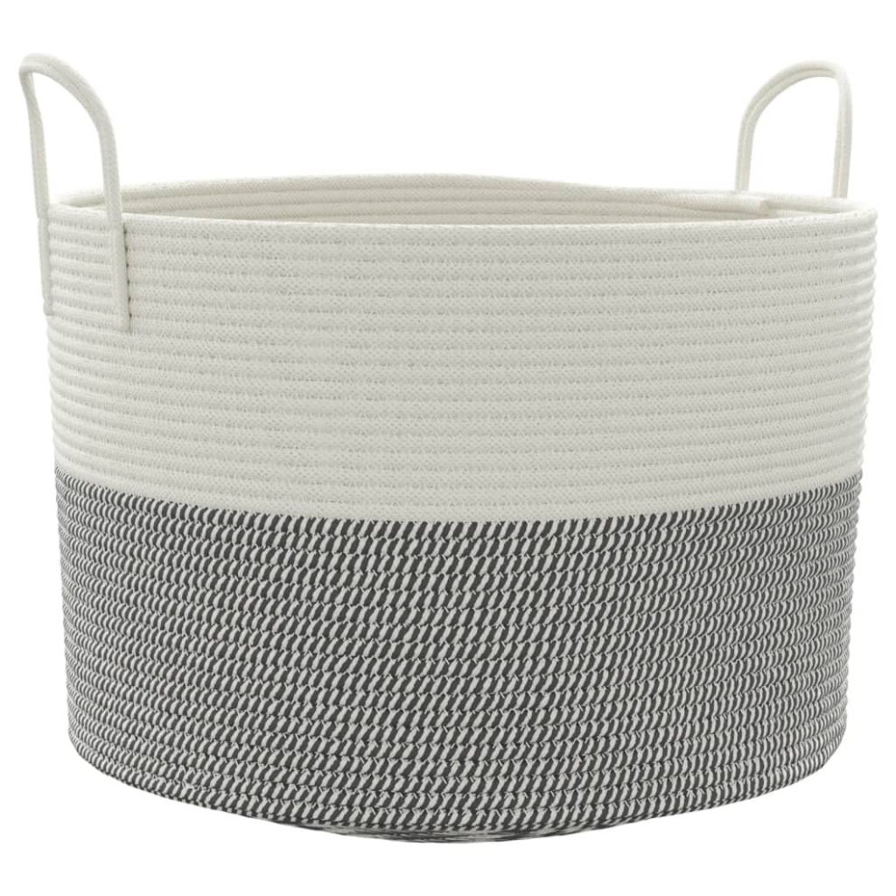 Vidaxl (Grey And White, 51 X 33 Cm) Storage Basket Laundry Basket Washing Basket Laundry Hamper Cotton