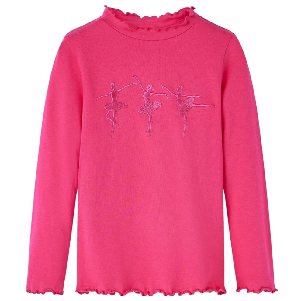 Vidaxl (Pink, 116) Kids' T-Shirt With Long Sleeves Children's T Shirt Tee Ballerina Girls Design