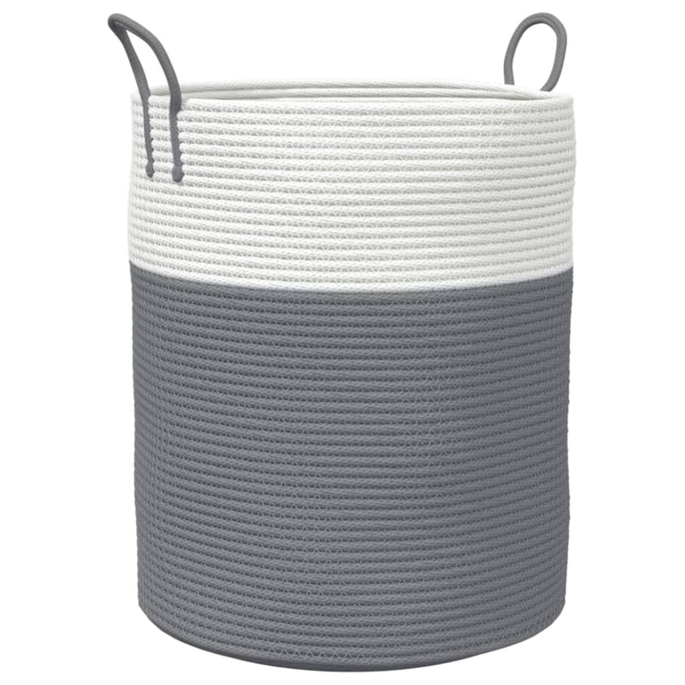 Vidaxl (Grey And White, 38 X 46 Cm) Storage Basket Laundry Basket Washing Basket Laundry Hamper Cotton