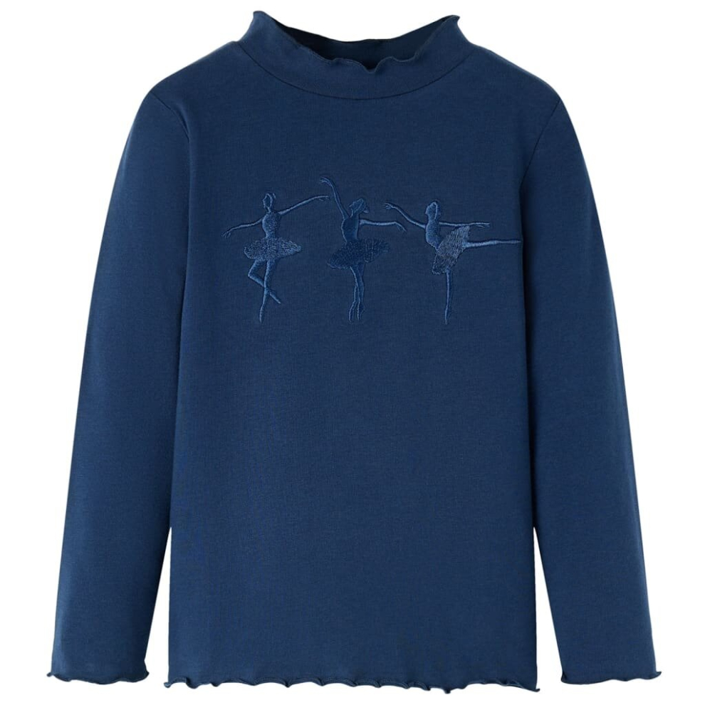 Vidaxl (Navy Blue, 116) Kids' T-Shirt With Long Sleeves Children's T Shirt Tee Ballerina Girls Design