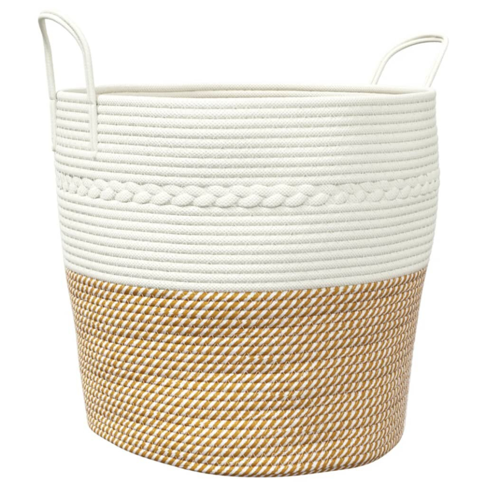 Vidaxl (Brown, 43 X 38 Cm) Storage Basket Laundry Basket Washing Basket Laundry Hamper Cotton